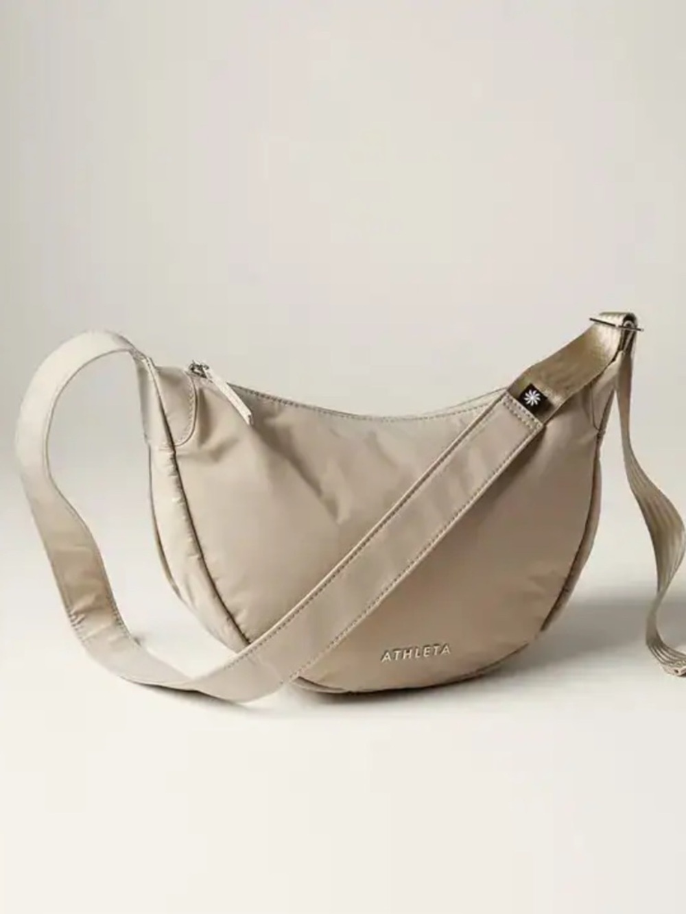 Athleta All About Crossbody Bag Nylon Oak Color Half Moon
